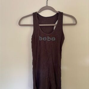 Bebe Gray Rhinestone Tank Top